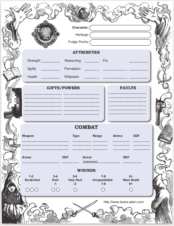 Character Sheet – Teara Adan Adventures